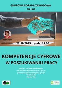 Zdjęcie artykułu GRUPOWA PORADA ZAWODOWA ON-LINE - KOMPETENCJE CYFROWE W POSZUKIWANIU PRACY