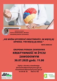 Zdjęcie artykułu GRUPOWA PORADA ZAWODOWA ON-LINE - KREATYWNOŚĆ W ŻYCIU