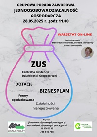 Zdjęcie artykułu GRUPOWA PORADA ZAWODOWA ON-LINE - JEDNOOSOBOWA DZIAŁALNOŚĆ GOSPODARCZA