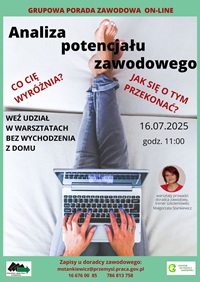 Zdjęcie artykułu GRUPOWA PORADA ZAWODOWA ON-LINE - ANALIZA POTENCJAŁU ZAWODOWEGO