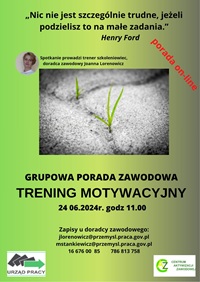 Obrazek dla: GRUPOWA PORADA ZAWODOWA ON-LINE - TRENING MOTYWACYJNY